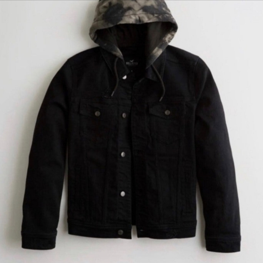 Hollister Distressed Denim Hoodie Jacket - Picture 3 of 7